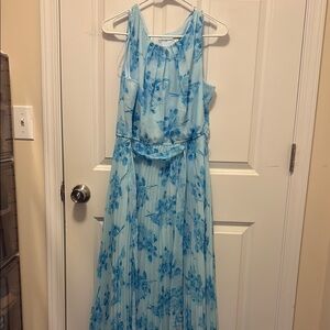 Blue Ruffled Tiered Halter Maxi Dress
